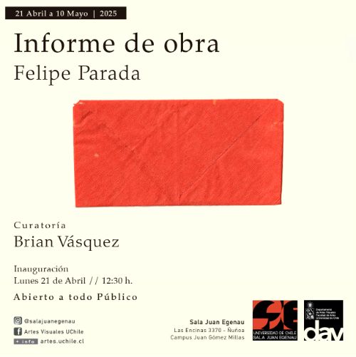 "Informe de obra" del artista visual Felipe Parada en Sala Juan Egenau