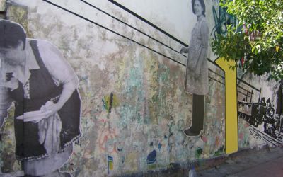 Registro de intervención y pintura mural realizada en muro poniente de la Villa El Esfuerzo, El Bosque