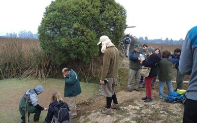 Asistentes al taller en actividad en terreno.