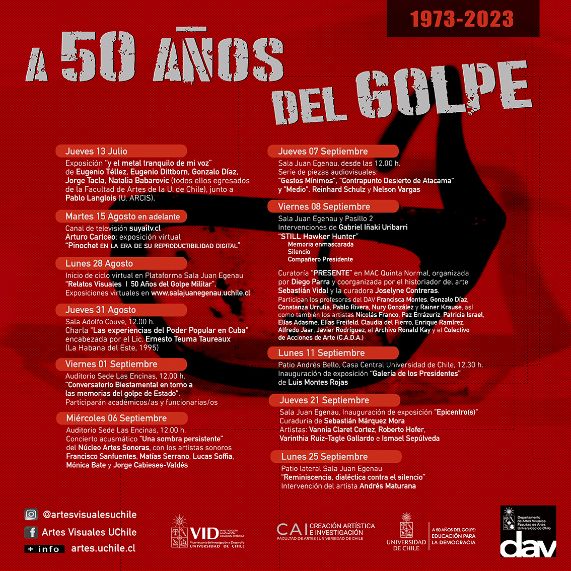 Para no olvidar: el Departamento de Artes Visuales organiza diversas actividades “A 50 años del Golpe”