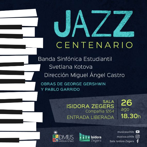 Departamento de Música de la U. Chile conmemora los 100 años del jazz en Chile.