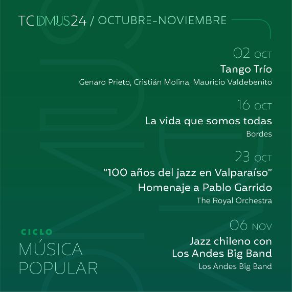 Octubre: Mes de la música popular en la sala Isidora Zegers