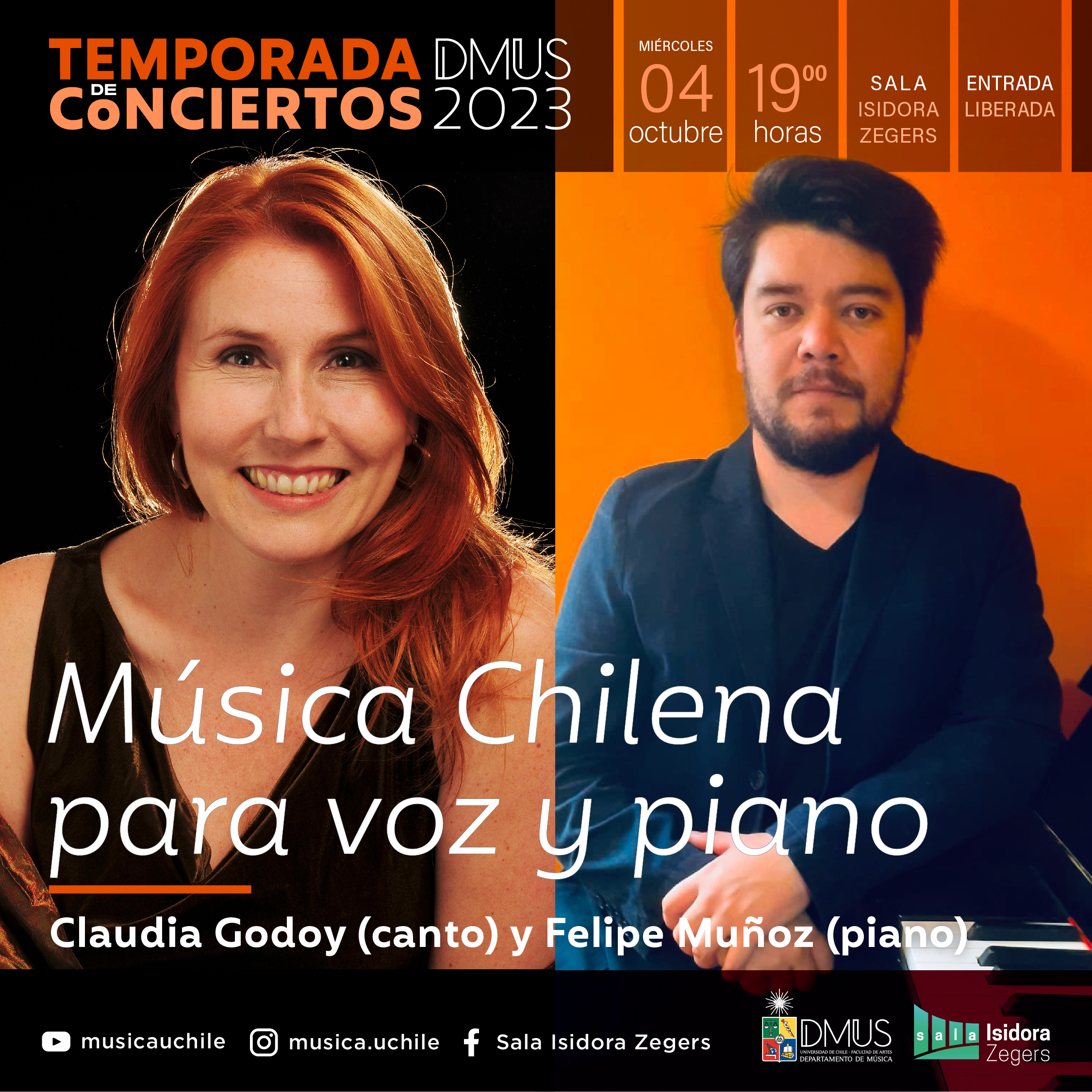 Concierto “Música chilena para voz y piano ” en sala Isidora Zegers
